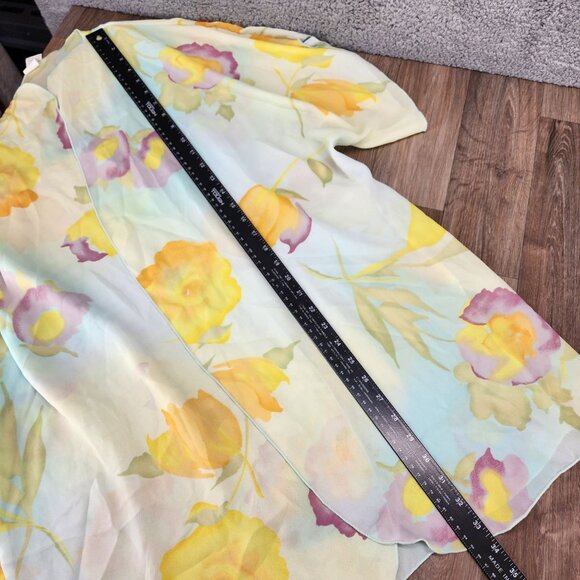 Body Chic Women's Size Large VTG Made in USA Floral Open Front Kimono Robe Wrap - Picture 11 of 13